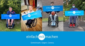 Plakat mit Rollstuhlfahrern 
