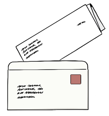Grafik eines Briefumschlags der die Postadresse symoblisieren soll