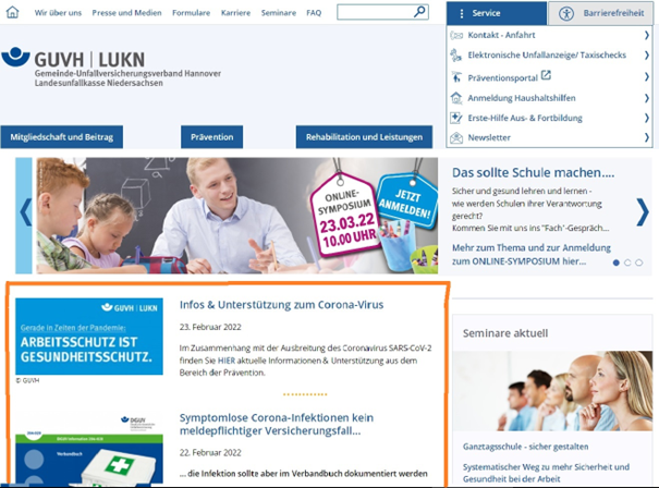 Per Klick auf eine Top-Meldung öffnet sich eine neue Seite mit ausführlichen Meldungen