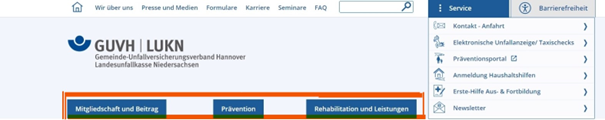 Darstellung des Hauptmenüs