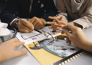 Seminarbesprechung Bild einer arbeitsgemeinschaftlichen Besprechung