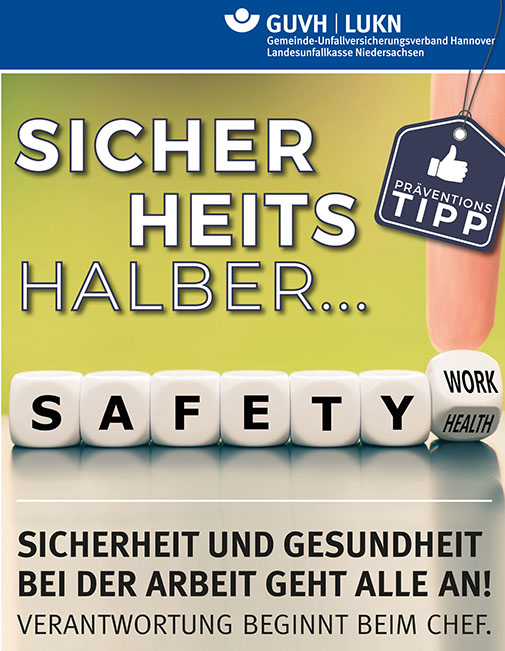 GUVH | LUKN: Plakat Sicherheitshalber Plakat des GUVH und LUKN zum Präventionstipp Sicherheitshalber